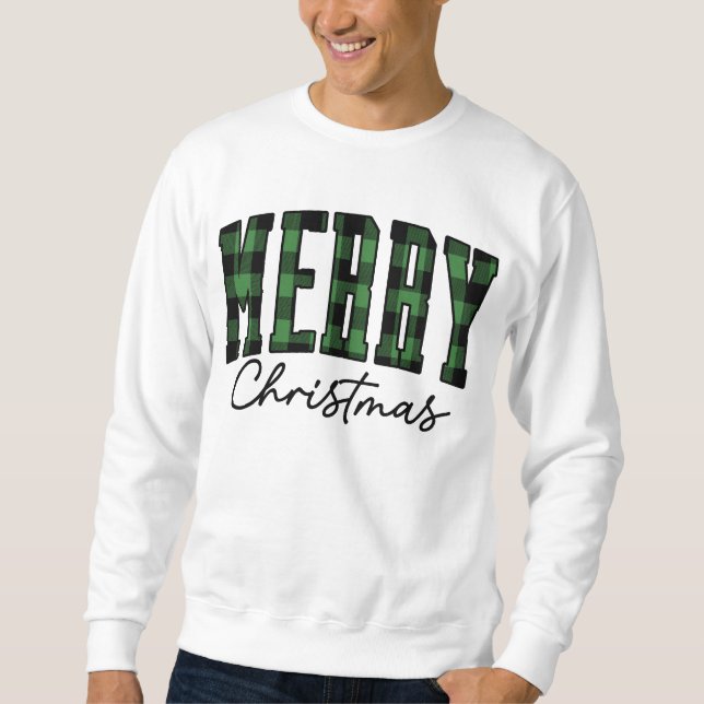 Plaid Christmas Sweatshirts | Men's Green (Front)
