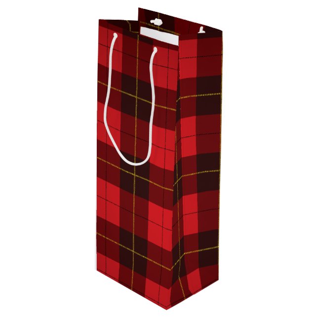 Plaid Christmas Tartan Clan Wallace Red Check Wine Gift Bag (Front Angled)