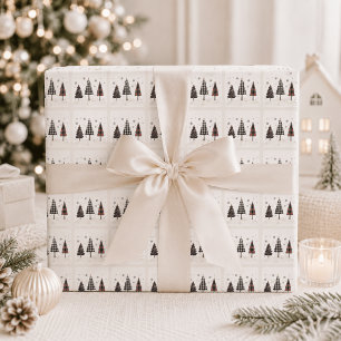Plaid Christmas Trees Personalised Holiday Wrapping Paper