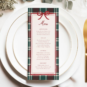 Plaid Christmas Wedding Menu Holiday Tartan