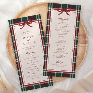 Plaid Christmas Wedding Program | Holiday Tartan Programme