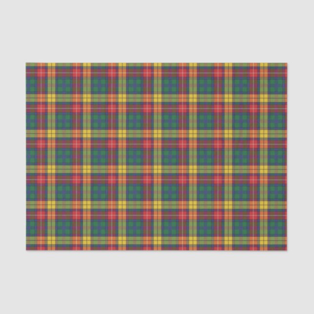 Plaid Clan Buchanan Yellow Red Green Check Tartan  Tissue Paper (Front)