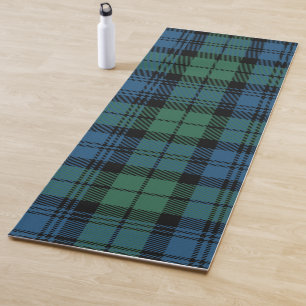 Plaid Clan Campbell Blue Green Black Check Tartan Yoga Mat