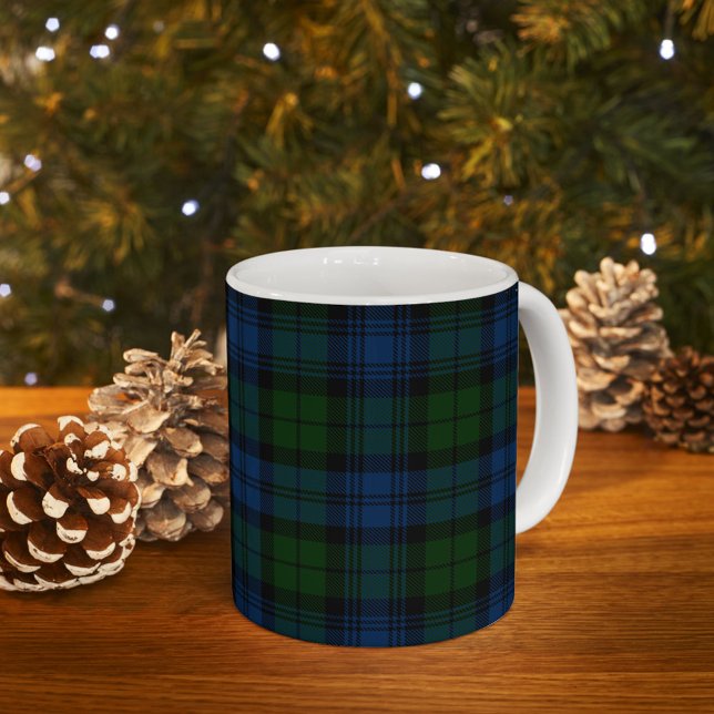 Plaid Clan Campbell Military Tartan Black Green Coffee Mug (Plaid Rustic Campbell Military 11oz White Coffee Mug)