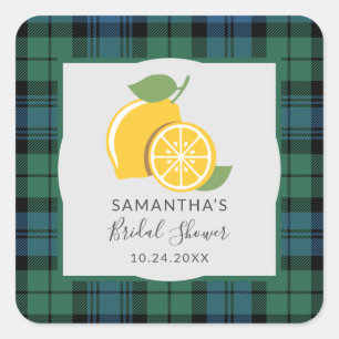 Plaid Clan Campbell Tartan Rustic Bridal Shower Square Sticker