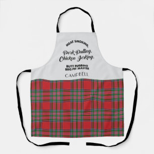 Plaid Clan MacBean Red Green Check Tartan Kitchen Apron