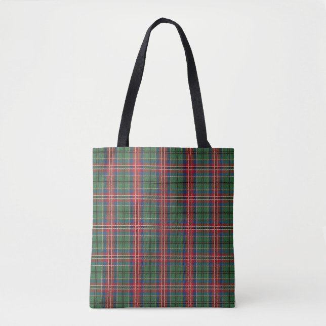 Plaid Clan MacCulloch Tartan Red Green Check Tote Bag (Front)