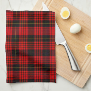 Plaid Clan MacQueen Red Black Check Tartan Tea Towel