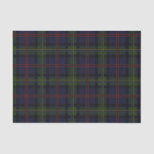 Plaid Clan Malcolm Green Purple Black Check Tartan Tissue Paper (Front)