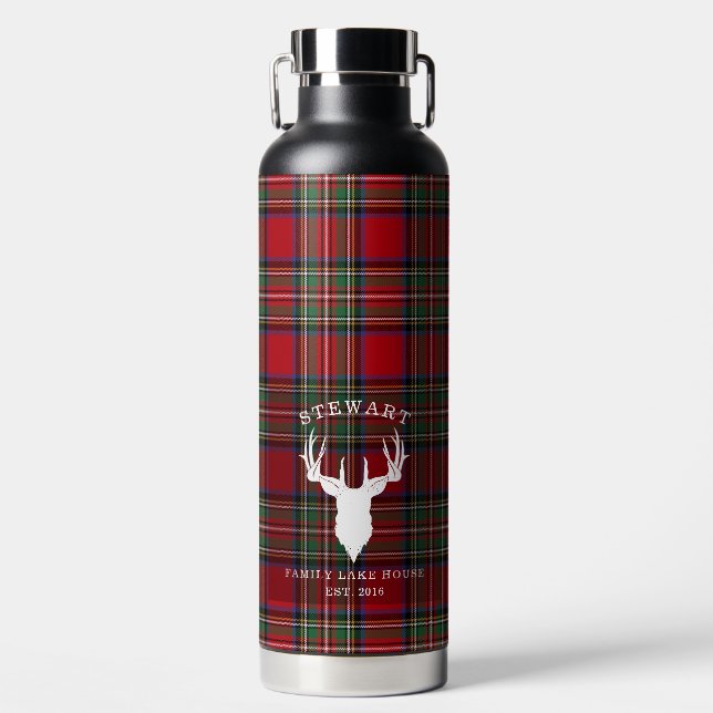 Plaid Clan Stewart Family Lake House Tartan Water Bottle (Front)
