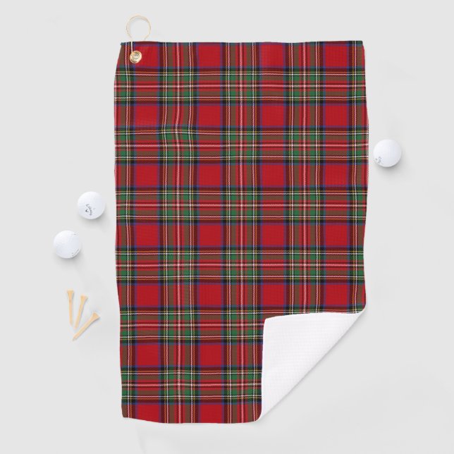Plaid Clan Stewart Red Green Blue Check Tartan Golf Towel (InSitu)