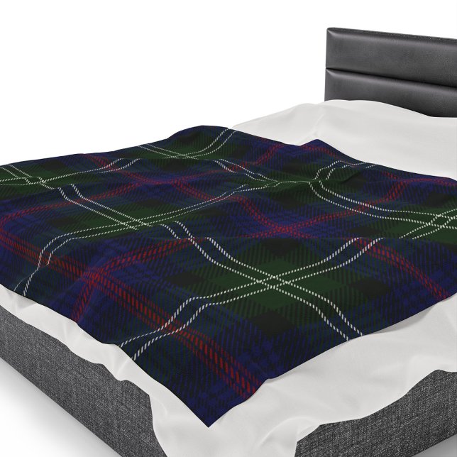 Plaid Clan Sutherland Tartan Green Purple Check Fleece Blanket (Plaid Sutherland Classic Large Tartan Fleece Blanket)