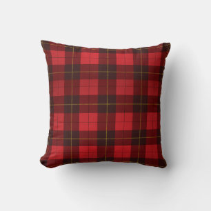 Plaid Clan Wallace Red Black Check Tartan Cushion