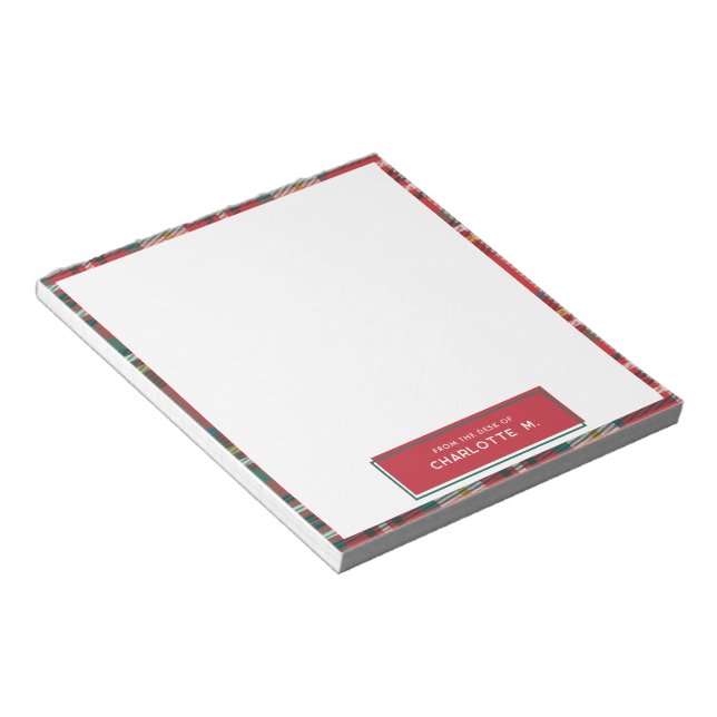 Plaid Classic Colourful Personalised  Name Notepad (Angled)
