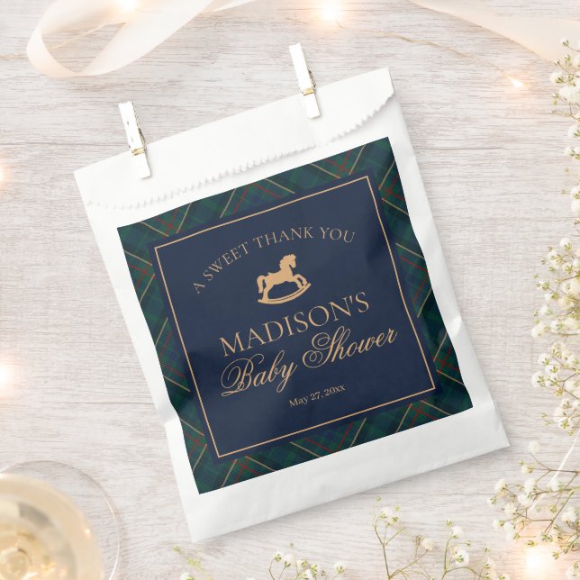 Plaid Classic Rocking Horse Baby Shower Dessert Favour Bags (Clipped)