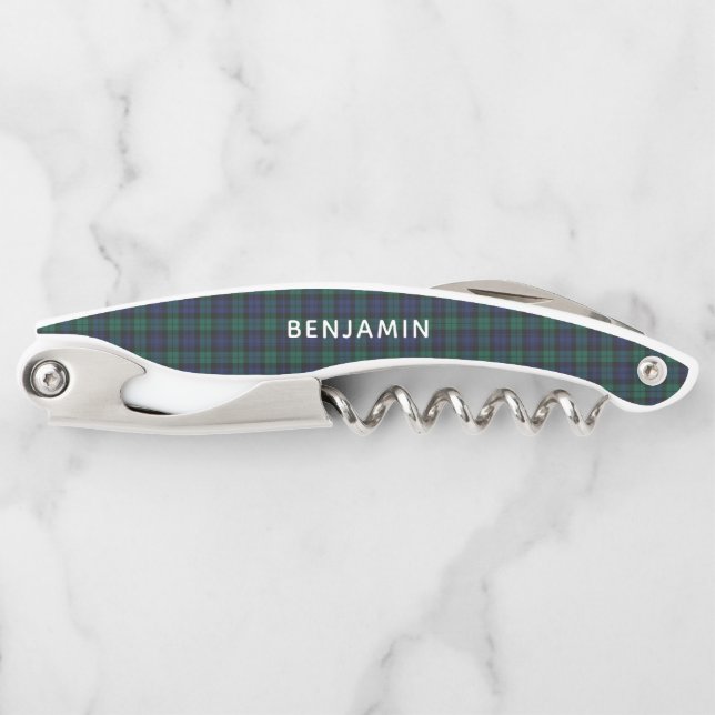 Plaid Classic Rustic Green Tartan Custom Corkscrew (Front)