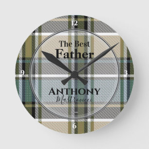Plaid Clock with words "The best Father" and name