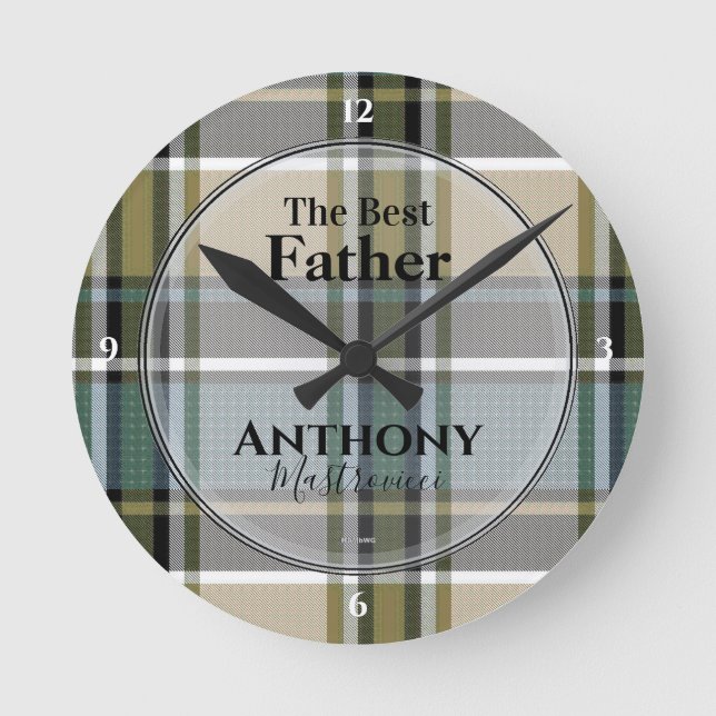 Plaid Clock with words "The best Father" and name (Front)