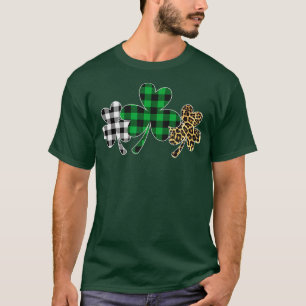 Plaid Clover Shamrock Leopard Green Buffalo St T-Shirt