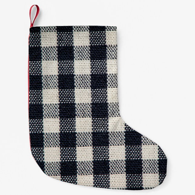 Plaid cotton fabric texture background. small christmas stocking (Front)
