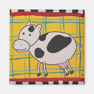 Plaid Cow-magnetic moo Magnet