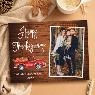 Plaid Craft Tape Calligraphy Thanksgiving Truck Postcard