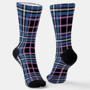 Plaid Crew Socks – Blue & Lavender Checkered Style