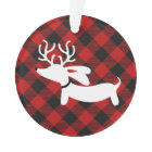 Plaid Dachshund Christmas Tree Ornament
