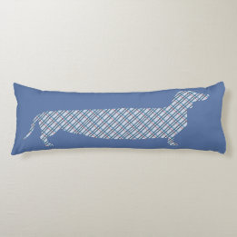 Plaid Dachshund on Blue Body Cushion