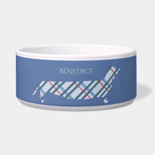 Plaid Dachshund on Blue Personalised
