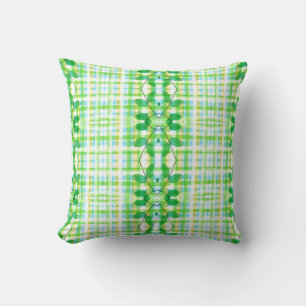Plaid Designer Throw Pillow In Blues And Greens