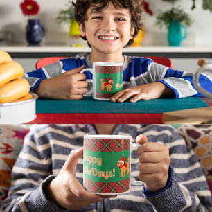 Plaid Doodle Golden Yellow Dog Personalised  Coffee Mug