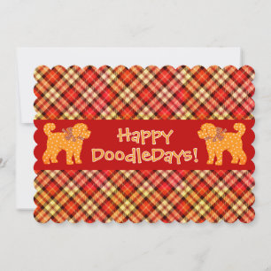 Plaid Doodle Golden Yellow Dog Personalised Holiday Card