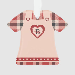 Plaid Dress Heart Pinafore Figurine Personalised Ornament