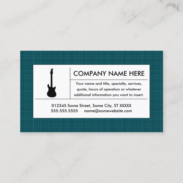 plaid electric guitar business card (Front)