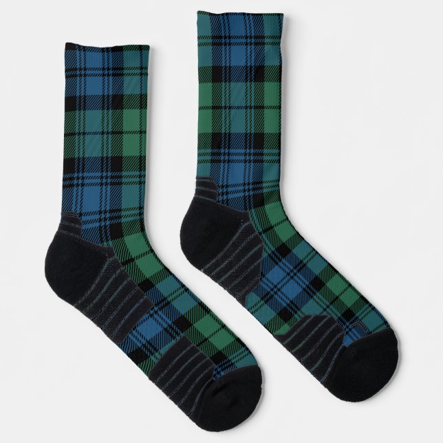 Plaid Elegant Clan Campbell Green Check Tartan Socks (Right)