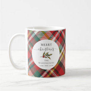 Plaid Elegant Merry Christmas Holidays Red Coffee Mug