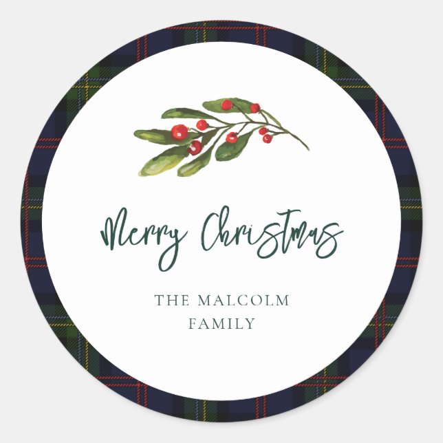 Plaid Elegant Rustic Classic Tartan Round Sticker (Front)