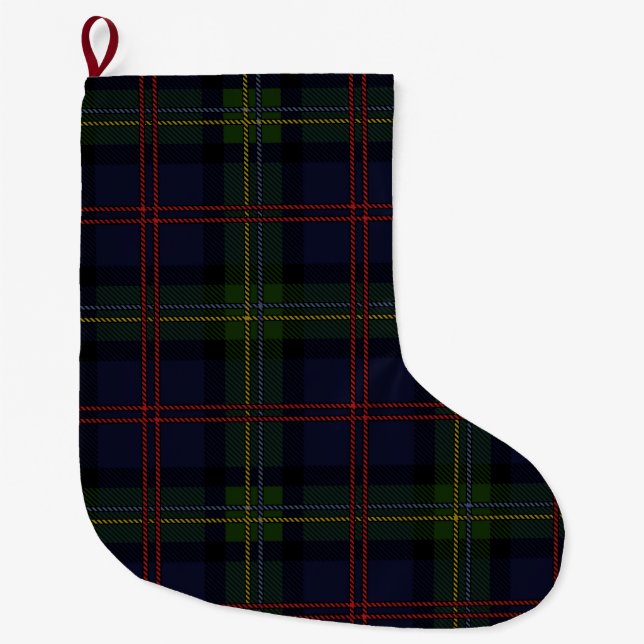 Plaid Elegant Rustic Holiday Tartan Large Christmas Stocking (Front)