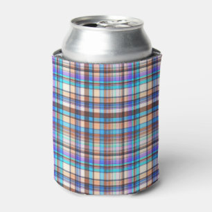 Plaid Fabric Checkered Print Pattern-57688 Can Cooler
