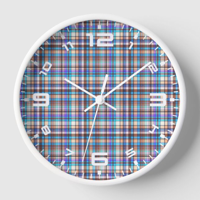 Plaid Fabric Chequered Print Pattern-57688 Clock (Front)