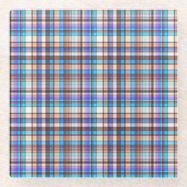 Plaid Fabric Chequered Print Pattern-57688 Glass Coaster (Front)