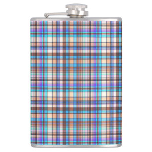Plaid Fabric Chequered Print Pattern-57688 Hip Flask