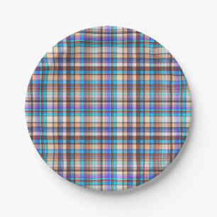Plaid Fabric Chequered Print Pattern-57688 Paper Plate
