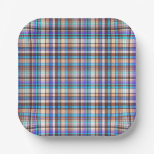 Plaid Fabric Chequered Print Pattern-57688 Paper Plate