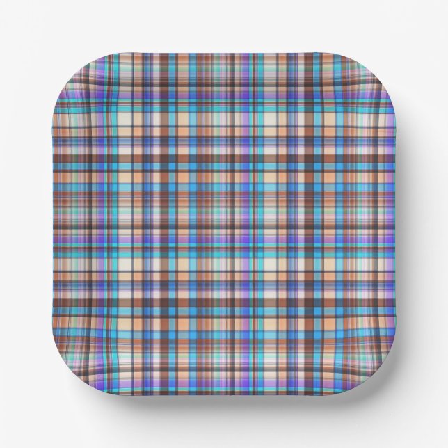 Plaid Fabric Chequered Print Pattern-57688 Paper Plate (Front)