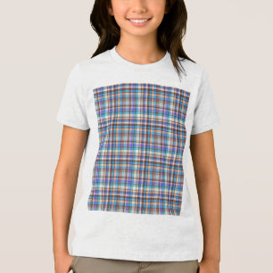 Plaid Fabric Chequered Print Pattern-57688 Tri-Blend Shirt