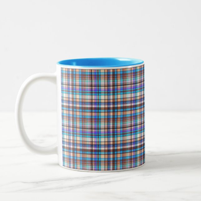 Plaid Fabric Chequered Print Pattern-57688 Two-Tone Coffee Mug (Left)