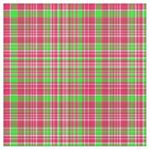 Plaid Fabric-Neon Green and Pink 25 Fabric