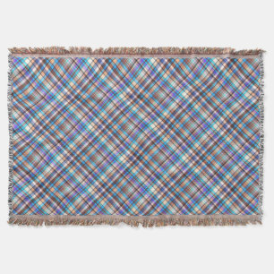 Plaid Fabric Print Grey Blue Chequered Pattern Throw Blanket